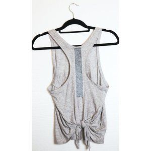 Victoria Sport Silver Sparkly Logo Tank Heather Gray Slimming Band down back xs